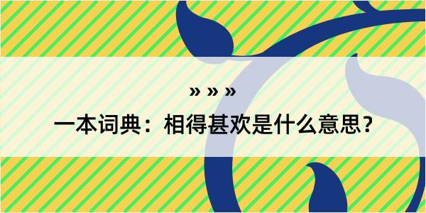 一本词典：相得甚欢是什么意思？