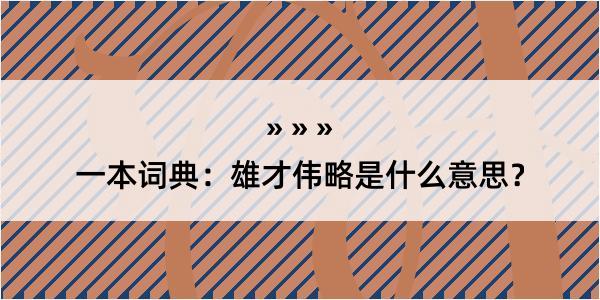 一本词典：雄才伟略是什么意思？