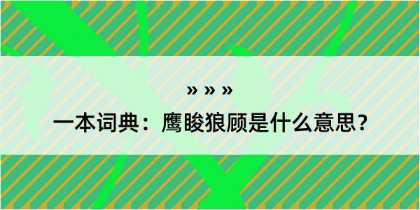 一本词典：鹰睃狼顾是什么意思？