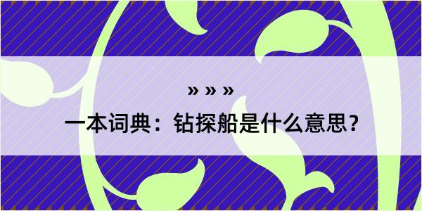 一本词典：钻探船是什么意思？