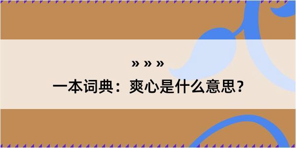 一本词典：爽心是什么意思？