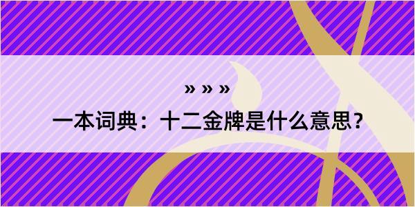 一本词典：十二金牌是什么意思？