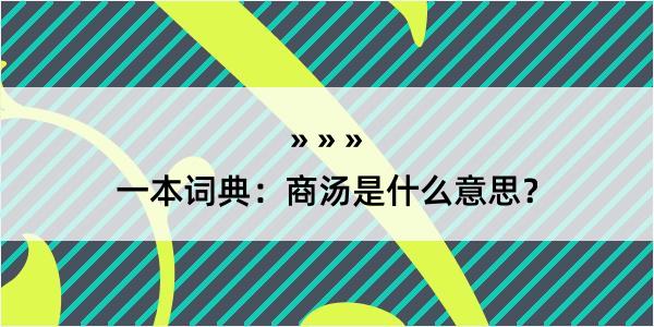 一本词典：商汤是什么意思？