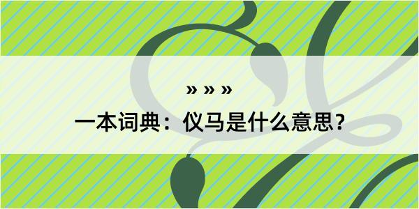 一本词典：仪马是什么意思？