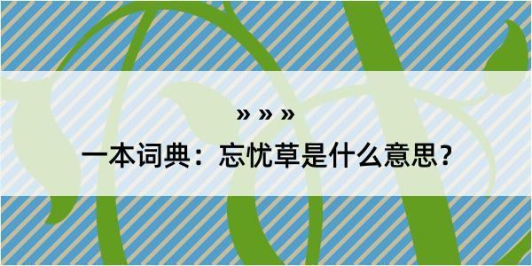 一本词典：忘忧草是什么意思？