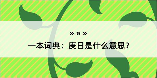 一本词典：庚日是什么意思？