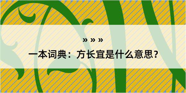 一本词典：方长宜是什么意思？