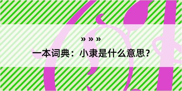 一本词典：小隶是什么意思？