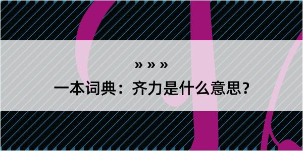 一本词典：齐力是什么意思？