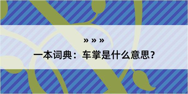 一本词典：车掌是什么意思？