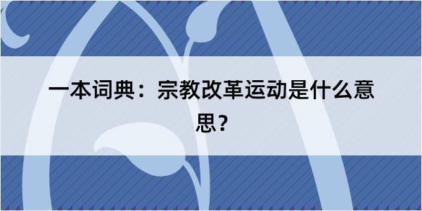 一本词典：宗教改革运动是什么意思？