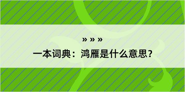 一本词典：鸿雁是什么意思？