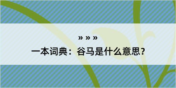 一本词典：谷马是什么意思？