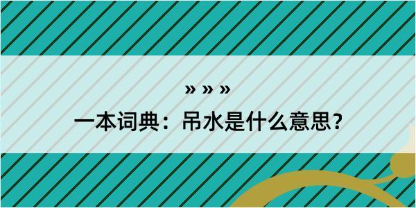 一本词典：吊水是什么意思？