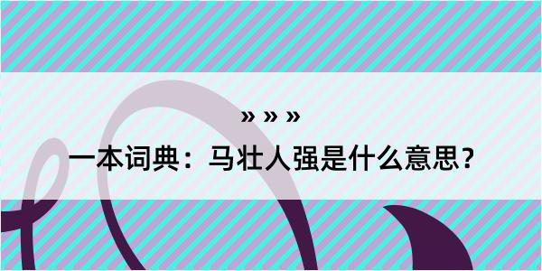 一本词典：马壮人强是什么意思？