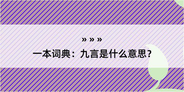 一本词典：九言是什么意思？