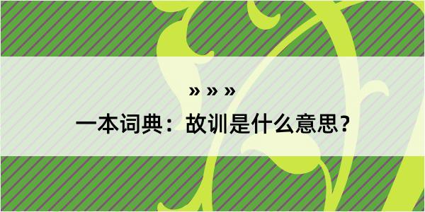 一本词典：故训是什么意思？