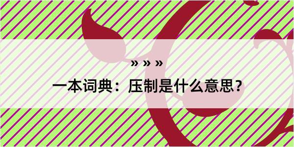 一本词典：压制是什么意思？