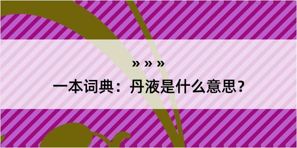 一本词典：丹液是什么意思？