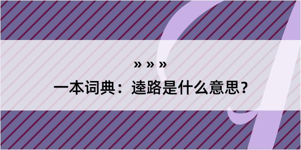 一本词典：逵路是什么意思？