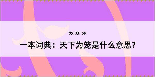 一本词典：天下为笼是什么意思？