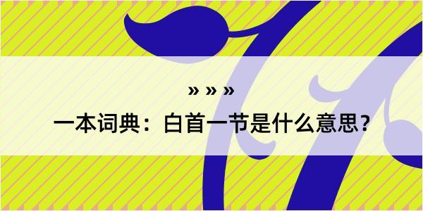 一本词典：白首一节是什么意思？