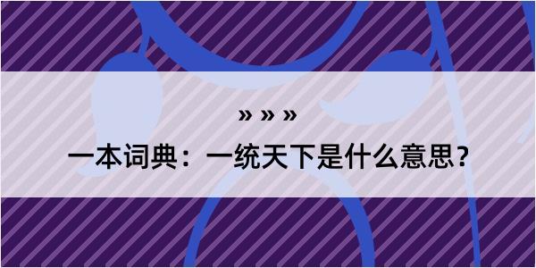 一本词典：一统天下是什么意思？