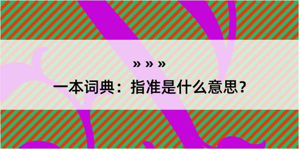 一本词典：指准是什么意思？