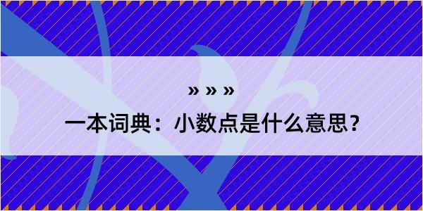 一本词典：小数点是什么意思？