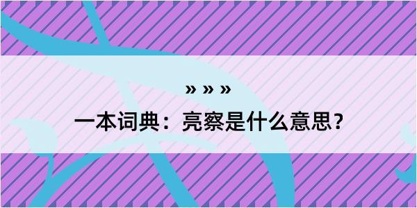 一本词典：亮察是什么意思？