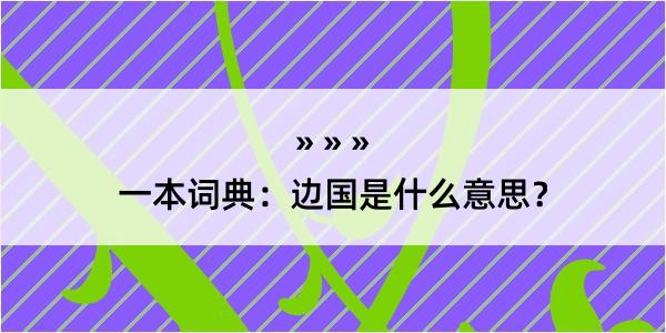 一本词典：边国是什么意思？