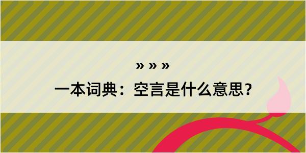 一本词典：空言是什么意思？