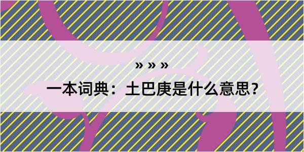 一本词典：土巴庚是什么意思？