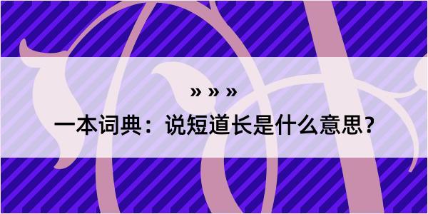 一本词典：说短道长是什么意思？