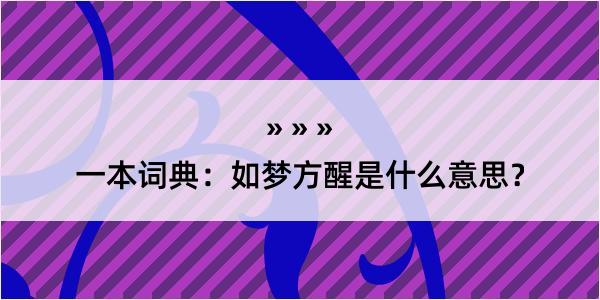 一本词典：如梦方醒是什么意思？