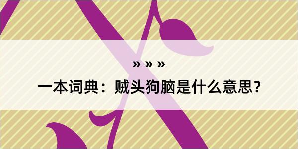 一本词典：贼头狗脑是什么意思？