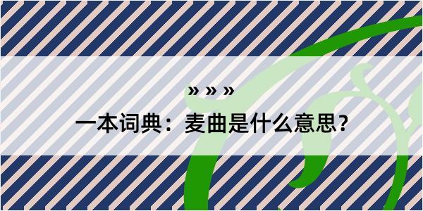 一本词典：麦曲是什么意思？