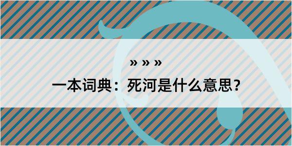 一本词典：死河是什么意思？