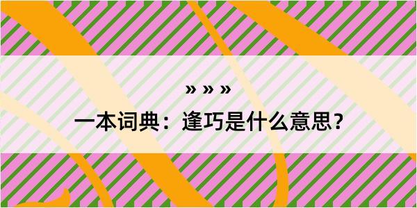 一本词典：逢巧是什么意思？