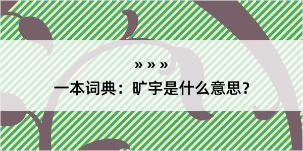 一本词典：旷宇是什么意思？