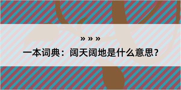 一本词典：阔天阔地是什么意思？