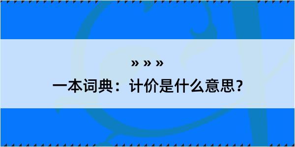 一本词典：计价是什么意思？