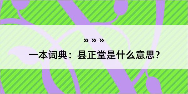 一本词典：县正堂是什么意思？