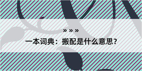 一本词典：搬配是什么意思？