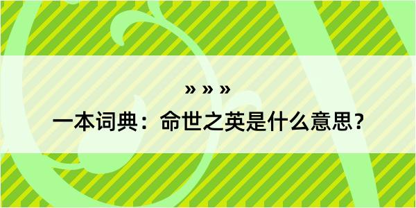 一本词典：命世之英是什么意思？