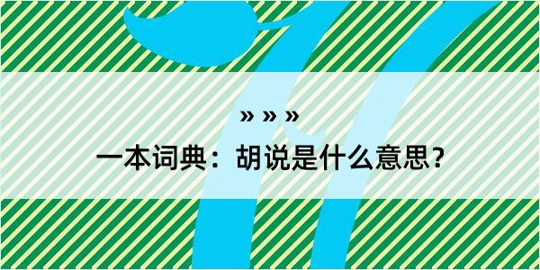 一本词典：胡说是什么意思？