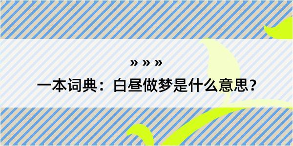 一本词典：白昼做梦是什么意思？