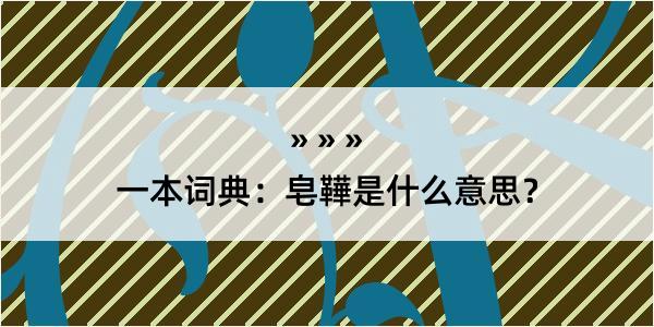 一本词典：皂鞾是什么意思？