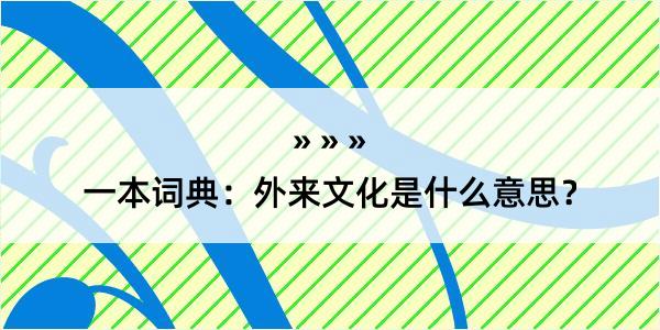 一本词典：外来文化是什么意思？