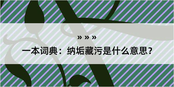 一本词典：纳垢藏污是什么意思？